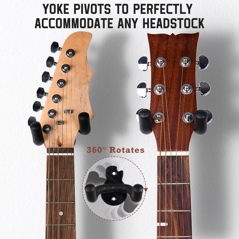 LALAOKS 3Pack Guitar Wall Mount Wall Hanger Hook Black Metal Guitar Holder for Acoustic Electric Bass Guitar Ukulele Banjo Mandolin Black - Image 2